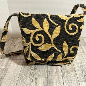 Vintage BACIO purse 1-strap bag soft velvety feel beige & black swirls